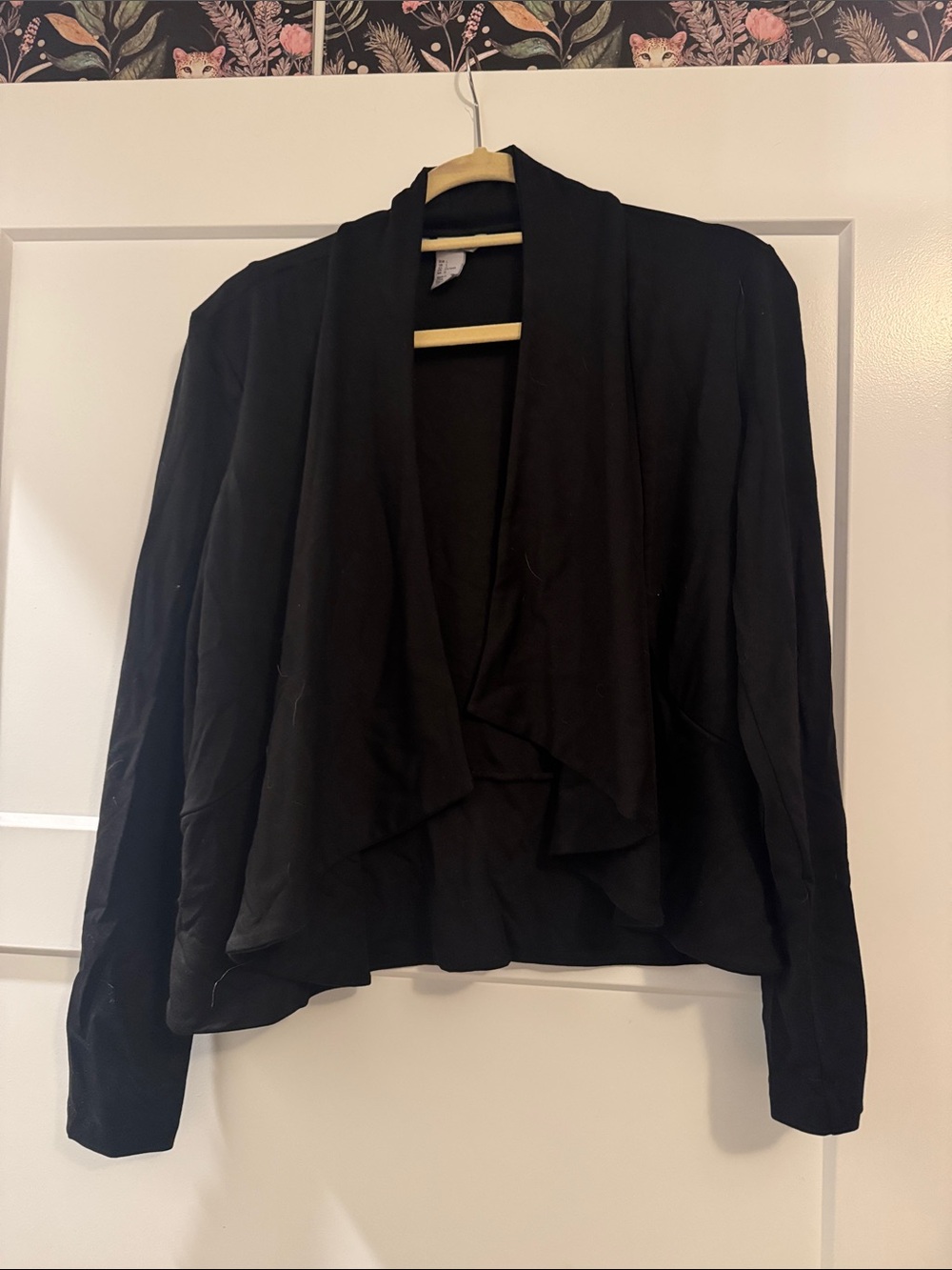 H&M Black Draped Open-Front Blazer Jacket
